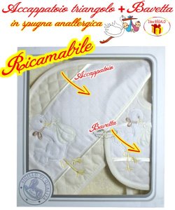 * RICAMABILE * Baby TRIANGOLO+BAVETTA 1906/C Latte/Panna