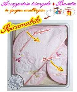 * RICAMABILE * Baby TRIANGOLO+BAVETTA 1906/C Latte/Rosa - 1