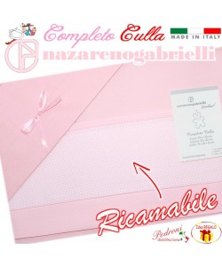 *DA RICAMO* NAZARENO Completo lenzuolino CULLA NG88 Rosa/Bianco