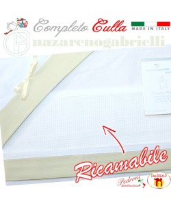 *DA RICAMO* NAZARENO Completo lenzuolino CULLA NG88 Bianco/Sabbia