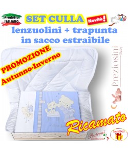 *PROMOZIONE* SET CULLA con TRAPUNTINO PRCC327 Cielo/Bianco
