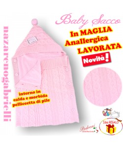 *NOVITA'* Baby sacco in " CALDA MAGLIA LAVORATA " NG-5798 ROSA