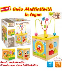 *FATTI di LEGNO* CUBO LABIRINTO Montessori 40588 (+ 3 anni)