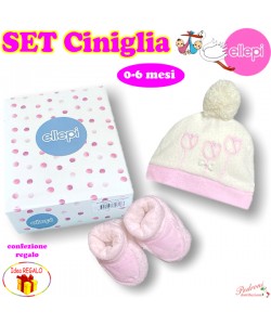 *ELLEPI Promo* SET CINIGLIA BH7863 0/6 Mesi Bco/Rosa
