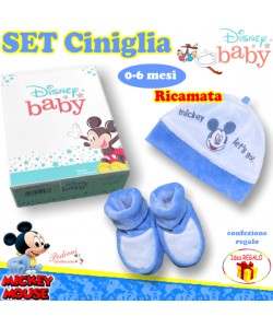 *PROMOZIONE MICKEY* SET CINIGLIA 0/6 Mesi WH0804 Bco/Azzurrino