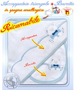 * RICAMABILE * Baby TRIANGOLO+BAVETTA 1906/M Bianco/Cielo