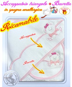 * RICAMABILE * Baby TRIANGOLO+BAVETTA 1906/F Bianco/Rosa