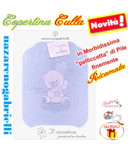 Copertina CULLA "Pelliccetta di Pile" NG-449 CIELO 2 Ricami