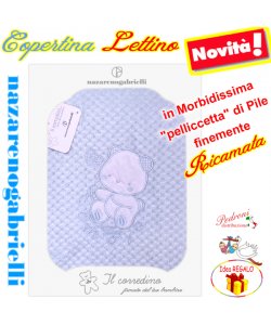 Copertina LETTINO "Pelliccetta di Pile" NG-549 CIELO 2 Ricami