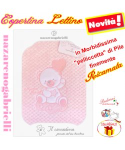 Copertina LETTINO "Pelliccetta di Pile" NG-549 ROSA 2 Ricami