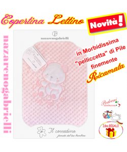 Copertina LETTINO "Pelliccetta di Pile" NG-549 ROSA 2 Ricami