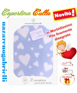 Copertina CULLA in PILE disegnata " CUORICNI " NG-442 CIELO