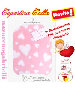Copertina CULLA in PILE disegnata " CUORICNI " NG-442 ROSA