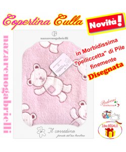 Copertina CULLA in PILE disegnata " ORSETTO " NG-447 ROSA