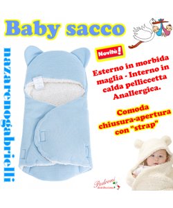 *NOVITA'* Baby sacco " ORSETTO IN MAGLIA " NG-5786 CIELO
