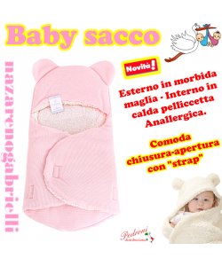 *NOVITA'* Baby sacco " ORSETTO IN MAGLIA " NG-5786 ROSA