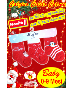 *NATALE* Calzine BABY - CALDO COTONE art.XNA7540 0-9 Mesi
