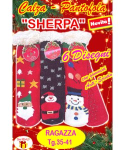 *PROMOZIONE NATALE* CALZA-PANTOFOLA "SHERPA" B195 RAGAZZA