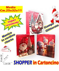 BORSA PORTA-REGALO NATALE " MEDIA " Art.427 Disegni Assortiti