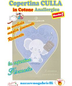 *PRIMAVERA* Copertina CULLA in MAGLIA RICAMATA NG-492-D2 Cielo