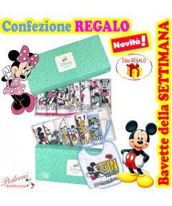 *IDEA REGALO* MICKEY-MINNIE "BAVETTE SETTIMANA" WD9630+WD9626