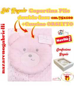 *IDEA REGALO* SET Copertina + Cusino ORSETTO NG-4747 Rosa