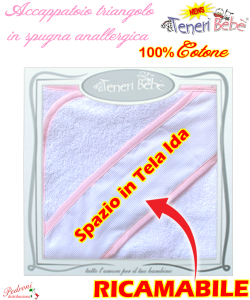 * RICAMABILE " Baby Accappatoio TRIANGOLO art.456 Bianco/Rosa