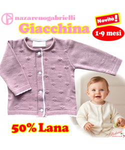 * GIACCHINA * NEONATA Lana NG743/5 R.Antico/Rosa 1-9 Mesi - 38860
