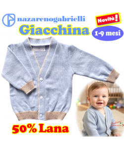 * GIACCHINA * NEONATO Lana NG743/2 C.Scuro/Ecru/Tortora 1-9 Mesi