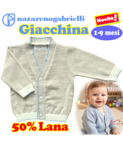 * GIACCHINA * NEONATO Lana NG743/2 Tortora/Panna/C.Scur 1-9 Mesi