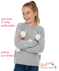 *A.STOCK*Maglioncino bambina IMAGE LF6501 GRIGIO 4/14 anni