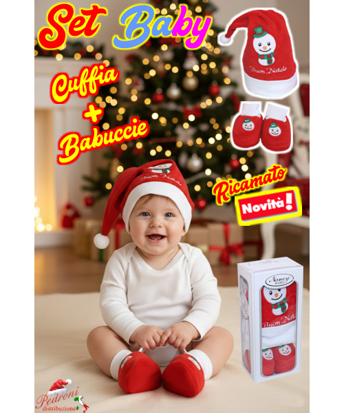 *NATALE BABY*SET REGALO "Cappello+Babbuccia"...