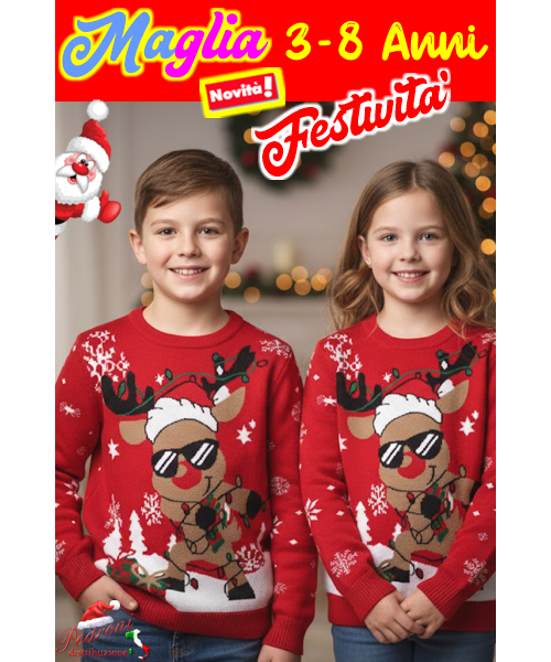 * FESTIVITA' * MAGLIONCINO Bambino/a 3-8 Anni...