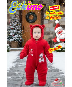 *NATALE* ESKIMO neonato-a RICAMATO art.BB5757 0/18 Mesi Rosso