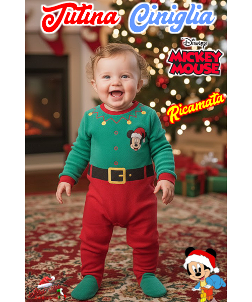 *NATALE DISNEY* Tutina baby Ciniglia MICKEY...