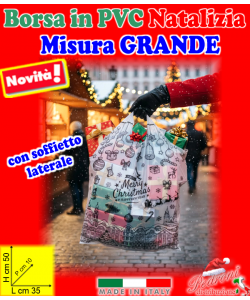 *NATALE* BORSINA in PVC con SOFFIETTO misura 35x50 DISEGNATA