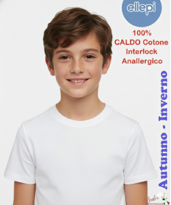 Maglietta COTONE INTERLOCK FELPATO bimbo ELLEPI BA649 2/16 anni