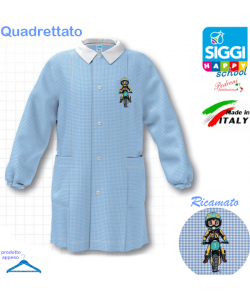 SIGGI Grembiule ASILO bambino 33GR4351 quadrettato Bianco/Cielo