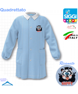 SIGGI Grembiule ASILO bambino 33GR4362 quadrettato Bianco/Cielo