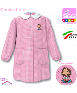 SIGGI Grembiule ASILO bambina 33GR4333 quadrettato Bianco/Rosa