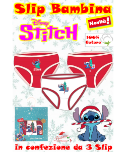 *NATALE* STITCH Slip bambina 100% COTONE art.ST2297 2/8 Anni