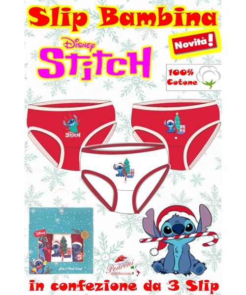 *NATALE* STITCH Slip bambina 100% COTONE...