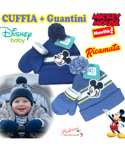 *BABY DISNEY* MICKEY Cuffia+Guantini Tg.48-50 WR6011 in 2 colori