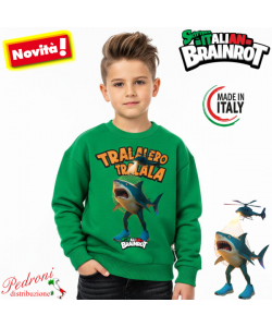 STOCK *SKIFIDOL* ITALIAN BRAINROT  Felpa 4/12 Anni BR020 Green