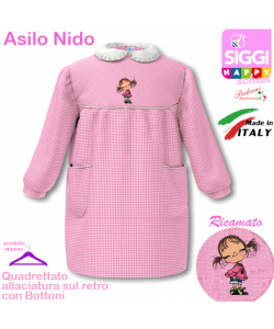 SIGGI Grembiule ASILO NIDO bambina 47GR4339 quadrettato Bianco/Rosa