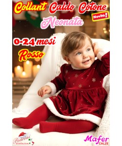* NATALE * Collant in CALDO COTONE 3/24 mesi CBF2849 Rosso
