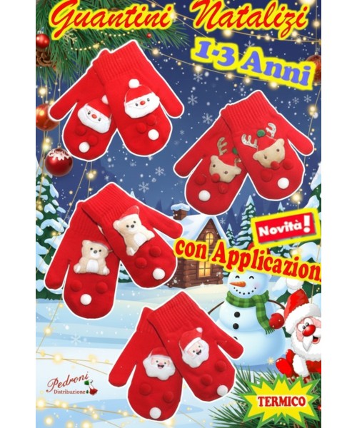 *NATALE* GUANTINI neonato/a 1/3 Anni art.D-447...