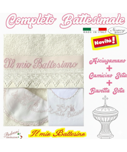 *COMPLETO BATTESIMALE* Set composto da 3 Pezzi ar.802 Seta/ROSA