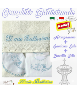 *COMPLETO BATTESIMALE* Set composto da 3 Pezzi ar.802 Seta/CIELO