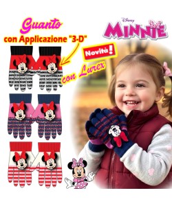 MINNIE Guanto con APPLLICAZIONE "3-D" WD4132 in 3 colori